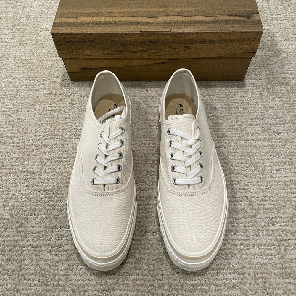 Buck Mason White Herringbone Moonstar Deck Shoe